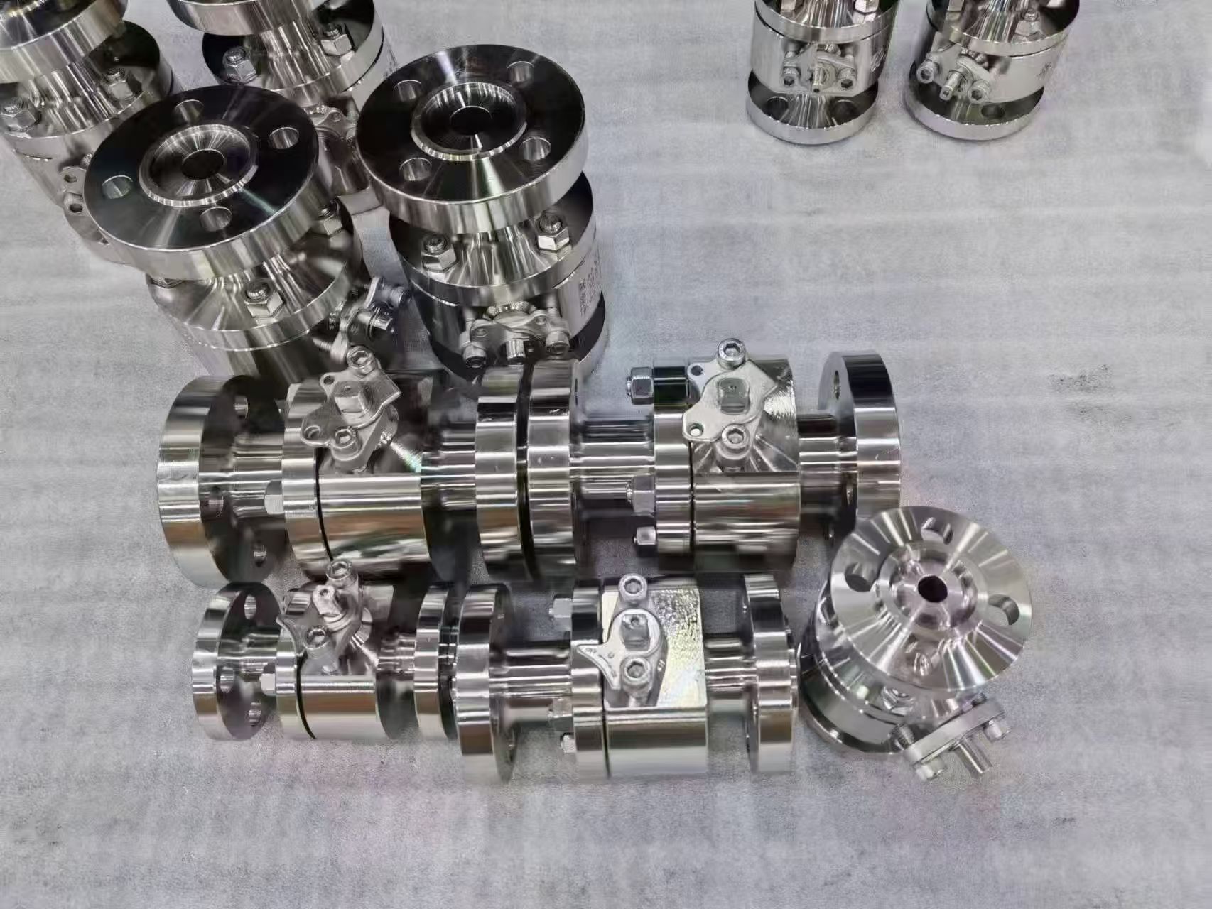 Industrial ball valve installed in high-pressure piping manifold